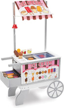 Melissa & Doug Wooden Snacks and Sweets Food Cart - 40+ Play Food pcs, Reversible Awning by TinyTreasures Baby Boutique