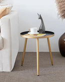 AOJEZOR Side Table: End Table for Any Room - Round Side Tables for Small Spaces - Black Top with 3 Gold Legged by CozyNest Decor