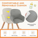 BABY JOY Convertible Baby High Chair, 3 in 1 Wooden Highchair/Booster/Chair with Removable Tray, Adjustable Legs, 5-Point Harness, PU Cushion and Footrest for Baby, Infants, Toddlers (Gray) by TinyTreasures Baby Boutique