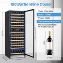 180 Bottles Wine Fridge 24 Inch Dual Zone Wine Cooler Refrigerator Freestanding Wine Refrigerator with Glass Door and Safety Lock, Large Wine Cellar for Home, Office, Kitchen by CozyNest Decor