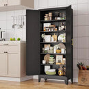75" Tall Metal Kitchen Pantry Storage Cabinet, Freestanding Cupboard with 2 Doors and 5 Adjustable Shelves, Standing Storage for Kitchen, Bathroom, Garage, Dinning Room or Utility Room（Black） by CozyNest Decor