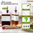 Olive Oil Dispenser Bottle for Kitchen, 3 Pack Glass Oil and Vinegar Dispenser Set, Elegant Book Design, Durable, Leak-Proof, Easy-Pour Spouts, Perfect for Kitchen, Dining Table (12oz) by CozyNest Decor