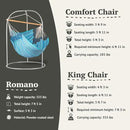 LA SIESTA - Large Comfort Habana Cotton Hammock & Romano Steel Stand - Indoor Outdoor Hanging Chair Swing for Bedroom Porch Balcony - Boho Hanging Chair - Azure by GreenHaven Gardens