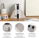 Marble Bookends for Heavy Books, Decorative Book Ends for Shelves, Durable and Heavy-Duty Bookends for Hardback Book & CDS, Off-White Unique Books Stopper & Holder, Set of 2 by CozyNest Decor