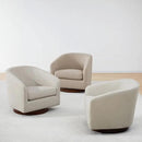 CHITA Swivel Accent Chair, FSC Certified Upholstered Fabric Barrel Chair for Living Room, Fully Assembled, Flax Beige by CozyNest Decor