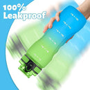 OLDLEY 25 oz Water Bottle, Motivational Water Bottle with Time Marker, Sports Water Bottle With Strap, Leakproof & BPA Free Large Water Bottles for School, Gym, Travel, Outdoor, Tritan,Green&Blue by CozyNest Decor