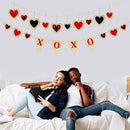 Valentine’s Day Party Decorations Felt XOXO Sign Triangle Pennant Banner Flag Buffalo Plaid Red Black Heart Burlap Garland with Wood Beaded for Wedding Birthday Valentine’s Day Party Supplies by CozyNest Decor