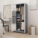 Locking Cabinet,Metal Storage Cabinet with Doors and Shelves,Broom Closet Storage Cabinets for Bedroom,Home Office,Grey-White by CozyNest Decor
