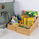 HTB 4-Section Snack Organizer with Removable Dividers for Kitchen, Cabinet, Office, Countertop, 2 Pack Bamboo Pantry Storage Organization for Spice Packets, Seasoning Pouches, Coffee Pods by CozyNest Decor