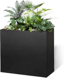Galvanized Steel Metallic Heavy Planter for Outdoor Plants Metal Outdoor Planter Spliced Flower Box with Partitions for Outside,Indoor,Garden (Black, 24 * 10 * 24) by CozyNest Decor