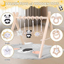 Baby Play Gym with Mat – Wooden Montessori Gym for Newborns 0-12M,Natural Pine Wood with 6 Sensory Toys,Foldable & Portable (Koala) by TinyTreasures Baby Boutique