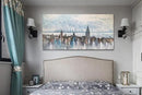 Arjun Cityscape Wall Art New York City Skyline Buildings Picture Modern Abstract Grey NYC Skyline Birds City View Painting Framed Artwork for Bedroom Living Room Home Office Decor Extra Large 58"x29" by CozyNest Decor