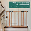 Mom's Choice Award Winner-BABELIO 26-40 Inch Metal Baby Gate with Wood Pattern, Easy Install Pressure Mounted Dog Gate, Ideal for Stairs and Doorways, with Wall Protectors and Extension Kits by TinyTreasures Baby Boutique