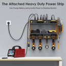 CCCEI Modular Power Tool Organizer Wall Mount with Charging Station. Garage 4 Drill Storage Shelf with Hooks, Screwdriver, Drill Bit Heavy Duty Rack, Tool Battery Holder Built in 8 Outlet Power Strip. by GreenHaven Gardens