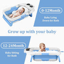 Foldable Baby Bathtub, Lightweight Bathtub for Infants to Toddlers with Soft Cushion & Thermometer, Portable Baby Tub Newborn to Toddler 0-36 Months(Blue) by TinyTreasures Baby Boutique
