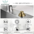 SinkTop Air Switch Kit (Long Full Brass Button) for Disposal, Dual Outlet, (Champagne Bronze) by CozyNest Decor