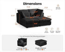 Oversized Modular Sofa, Extra Deep Cloud Corduroy Sectional Couch with Ottoman Chaise, Fluffy Corduroy 4 Seater Couch Bed for Living Room, Villa (Sofa Bed 4 Seater, Corduroy Black) by CozyNest Decor