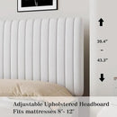 Twin Bed Frame, Velvet Upholstered Platform Bed with Vertical Channel Tufted Headboard and Footboard, No Box Spring Required, Easy Assembly, White by CozyNest Decor