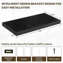 12 Inch Deep Floating Shelves, 24 Inch Long Floating Shelves for Wall, Floating Shelf with Invisible Brackets, Deep Shelves for Bathroom, Bedroom, Living Room, 2 Pack, Black