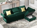 Belffin Convertible Sectional Sofa with Chaise Velvet L Shaped Sofa Couch Modular Sectional Sofa with Storage Green by CozyNest Decor