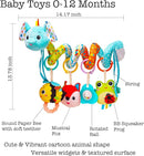Stroller Toys, Car Seat Toys for Babies Infants 0-6 Months, Activity Spiral Plush Hanging Toy Gift for Baby Boys and Girls 0 3 6 12 Months Newborn Sensory Toy with Rattles Squeaker Music -Blue by TinyTreasures Baby Boutique
