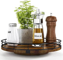 Farmhouse Oak 10" Lazy Susan Turntable Organizer for Cabinet, Round Wooden Lazy Susan Organization and Storage for Dining Table, Pantry, Kitchen, Countertop, Cupboard,Home Decor, Walnut Wood by CozyNest Decor