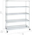 Seville Classics UltraDurable Heavy Duty NSF Solid Steel Wire Rack Storage Unit Wheels, 5-Tier Shelving, 60" W x 24" D by CozyNest Decor