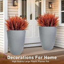 2 Pcs Pack 18.5 Inches Heavy Duty Plastic Resin Tall Tapered Planter Pots Large Round Planter Flower Pot with Drainage Holes for Indoor Outdoor Deck Porch Garden Home Patio Front Door (Light grey, M) by CozyNest Decor