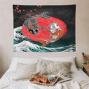 Houselerax Koi Fish Tapestries,Japanese Style Yin Yang Big Wave Cherry Blossoms Tapestry Wall Hanging for Bedroom Living Room Office Decor 40"x30" by CozyNest Decor