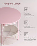 VASAGLE Side Table with Charging Station, Round End Table with Fabric Basket, Nightstand with Power Outlets, USB Ports, for Living Room, Bedroom, Modern, Jelly Pink and Cream White ULET228R01 by CozyNest Decor