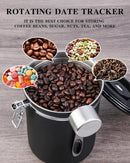 Coffee Canister Airtight Coffee Storage Container Stainless Steel Air Tight Coffee Jar with Scoop, Date Tracker and CO2 Release Valve for Beans, Ground, Tea, Flour, Cereal and Sugar (2pcs-Black-1.8L) by CozyNest Decor