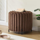 Furniliving Modern Round Ottoman, Large Size Bedroom Ottoman Footstool Round Ottomans Stool for Living Room, Bedroom, Makeup Room, Brown, Faux Fur by CozyNest Decor