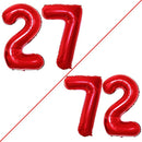 GOER Number 27 Balloons for 27th Birthday Party Decorations,42 Inch Jumbo Foil Helium 72 Balloons for 72nd Birthday Party Decoration (Red) by TinyTreasures Baby Boutique