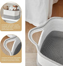 Cotton Rope Storage Basket Set of 3 (15"x10.2"x9.1") - Rectangle Storage Bins - Versatile Toy Storage Organizer - Perfect for Kids, Dog Toys, Books, Shelves - White & Grey by TinyTreasures Baby Boutique