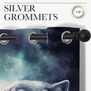 Forest Wildlife Blackout Curtains for Boys Girl Bedroom Decor,Blue Fantasy Starry Sky Howling Wolf Thermal Insulated Grommet Drapes Darkening Window Curtain for Living Room Home 84x84 inch by TinyTreasures Baby Boutique