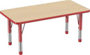 FDP Rectangle Activity School and Kids Classroom Table (24 x 48 inch), Toddler Legs, Adjustable Height 15-24 inches - Maple Top and Red Edge by CozyNest Decor