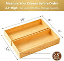 Umilife Bamboo Kitchen Utensils Organizer, Extra High Silverware Drawer Tray, Flatware Cutlery Storage Box, Multi-Use Holder in Office, Bathroom, Pantry - 15"x6"x2.5" (Set of 2) by CozyNest Decor