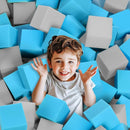 Foam Pit Cubes, 24 PCS 5 Inches Gymnastics Foam Blocks Trampoline Blocks, Multi-Sport Protective Padding for Gymnastics, Trampoline, Parkour, Skate Parks & BMX - Grey & Blue by TinyTreasures Baby Boutique