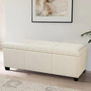 BELLEZE 47 Inch Storage Ottoman, Faux Leather Storage Bench Bedroom Bench with Safety Close Hinge, Ottoman with Storage for Living Room, Entryway, Hallway, Foot Rest, Support 300lbs - Cream by CozyNest Decor