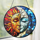 Sun and Moon Decor Suncatcher Stained Glass Window Hanging - Wall Art Stained Glass Suncatchers for Windows Hanging - Home Sun Catchers Indoor Window with Chain - Celestial Decor Gifts for Women Mom by GreenHaven Gardens