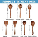 Wooden Non-Stick Kitchen Pan Toolset 7 Pieces Set,100% Natural Teak Kitchen Utensils Spatula, Wooden Cooking Utensils Spoons, Fried Spatula and Salad Fork by CozyNest Decor