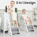 Primlect Space-Saving Potty Training Seat with Ladder, Adjustable Step and Toilet Seat Height, Top Handles for Easy Climbing, Easy to Carry, Portable Toddler Toilet Trainer for Small Bathrooms by TinyTreasures Baby Boutique