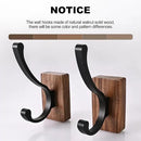 6 Pack Wooden Wall Hooks for Hanging, Adhesive Mounted & Wall Mount Nature Wood Coat Hooks for Towel Clothes Blanket Hat Backpack Robe Nursery Door Board Entryway Key Holder by CozyNest Decor