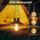 pearlstar Solar Lanterns Outdoor Metal Solar Powered Hanging Lights Waterproof for Barn Wall Yard Garden Patio Garage Balcony Porch Fence Decor, Warm White Edison Bulb (Copper-2pack) by CozyNest Decor