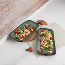Ceramic Serving Dinner Plate Set, 4-Piece for Main Meals, Tacos, Lunches, Snack, Platters - Microwave and Dishwasher Safe, Scratch Resistant, Kitchen Serving Dinnerware, Black 12.4 Inch by CozyNest Decor