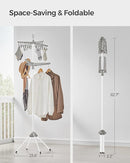 SONGMICS 2-Tier Clothes Drying Rack, 72-Inch Folding Laundry Drying Rack with 3 Rotatable Arms for Hangers, 24 Clips, Stainless Steel, for 27 Pieces of Clothes, Gray and White ULLR512G01 by TinyTreasures Baby Boutique