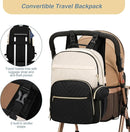 MOMUVO Diaper Bag Backpack, Quilted Baby Bag with Changing Pad & Stroller Straps & Pacifier Case, Multifunction Waterproof Travel Diaper Bags, Unisex, Black Beige by TinyTreasures Baby Boutique