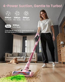 Cordless Vacuum Cleaner for Home, Upgraded 60Kpa Powerful Suction Pet Hair Vacuum with 70min Runtime, Green LED Light for Hardwood Floors & Carpet, Self-Standing Rechargeable Stick Vacuum, Pink by CozyNest Decor