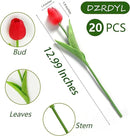 20pcs Red Artificial Tulip Fake Flower 12.9 Inch Spring Mother's Day Easter Gift for Home Kitchen Wedding Decoration by CozyNest Decor