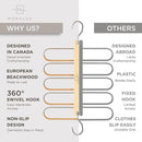 MORALVE Pants Hangers Space Saving - European Beechwood Scarf and Jean Hangers - Closet Organizer and Space Saver Pant Rack, Leggings Hanger, and Scarf Holder with 360° Swivel Hook (1 Pack) by CozyNest Decor